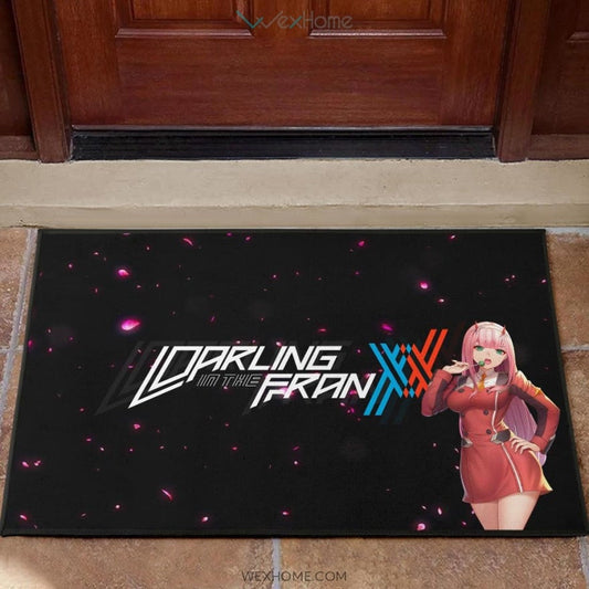 Darling In The Franxx Anime Sexy Zero Two Eating Candy Cherry Blossom Door Mat Home Decor