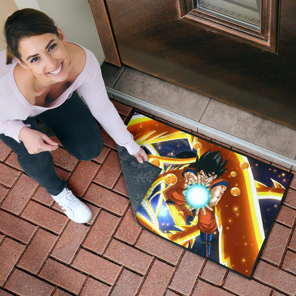Dragon Ball Anime DB Goku Fighting With Golden Shenron Dragon Door Mat Home Decor