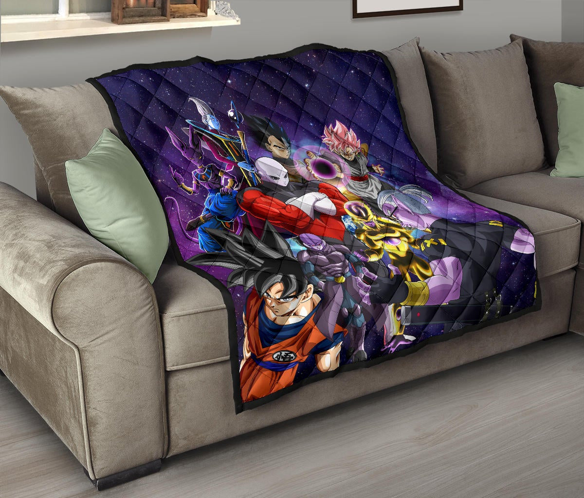 Dragon Ball Anime DB Goku Vs Villains Purple Galaxy Premium Quilt Blanke