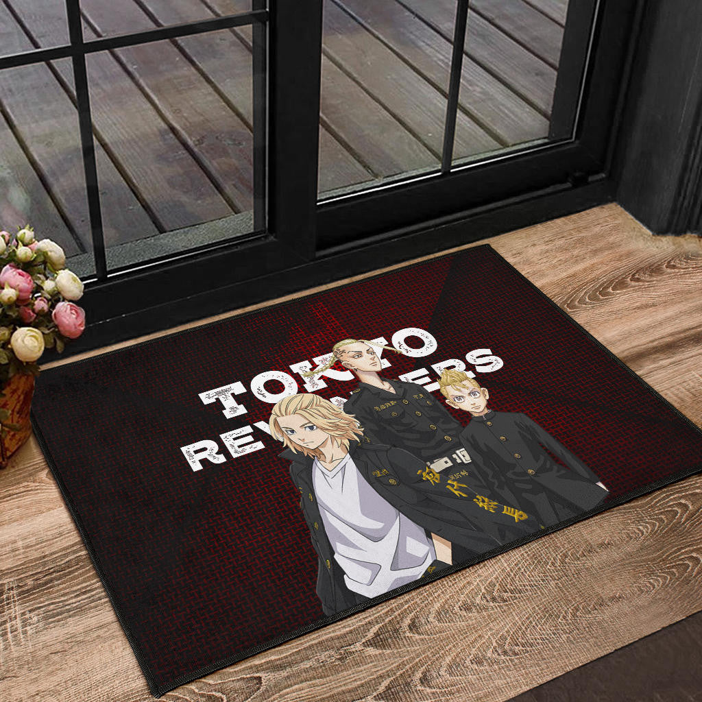 Tokyo Revengers Anime Mikey Brothers Uniform Red Steel Door Mat Home Decor