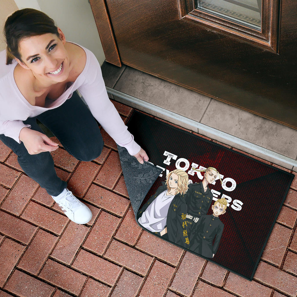Tokyo Revengers Anime Mikey Brothers Uniform Red Steel Door Mat Home Decor