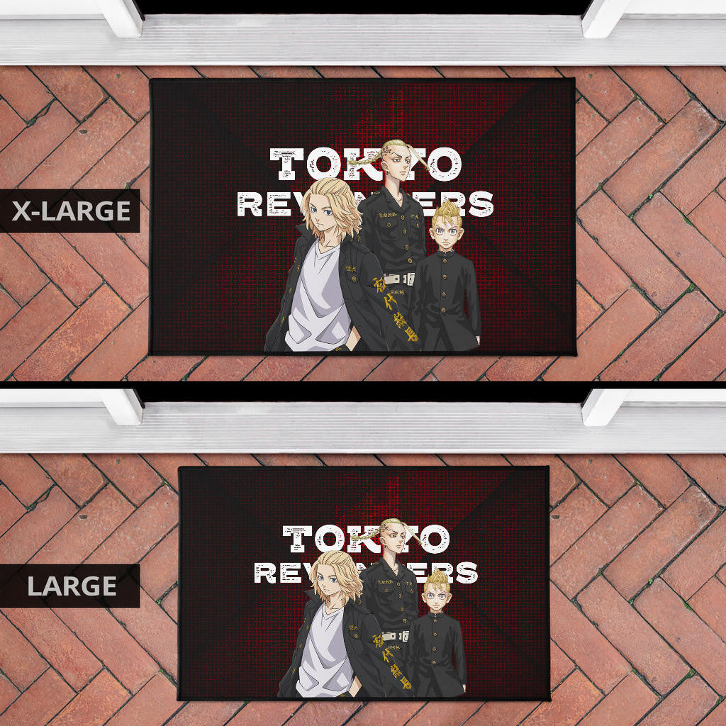 Tokyo Revengers Anime Mikey Brothers Uniform Red Steel Door Mat Home Decor