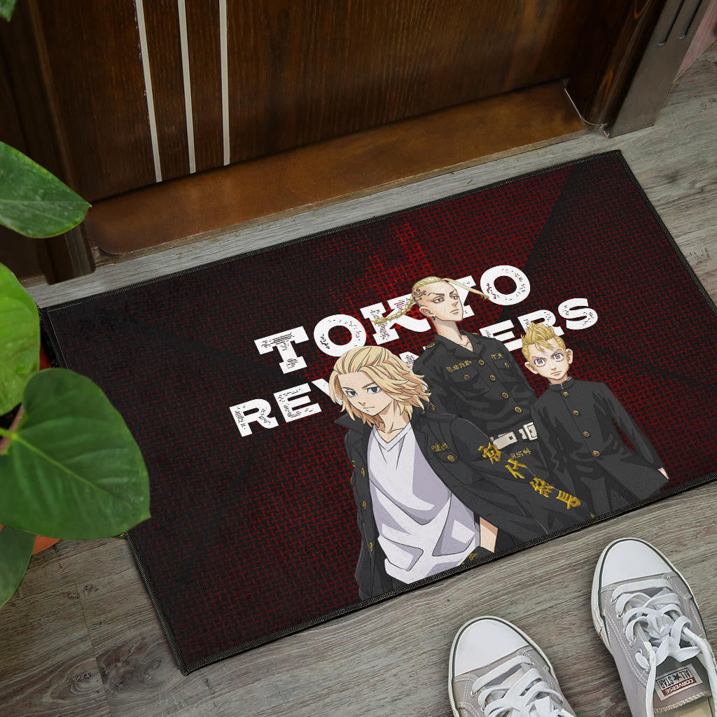 Tokyo Revengers Anime Mikey Brothers Uniform Red Steel Door Mat Home Decor