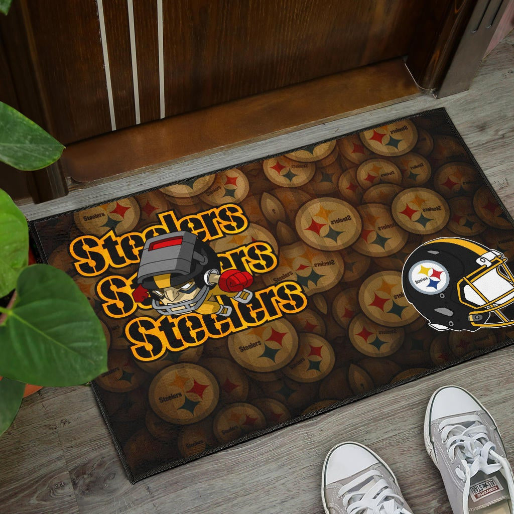 Pittsburgh Steelers American Football Angry Rusher Flying Steelers Helmet Door Mat Home Decor