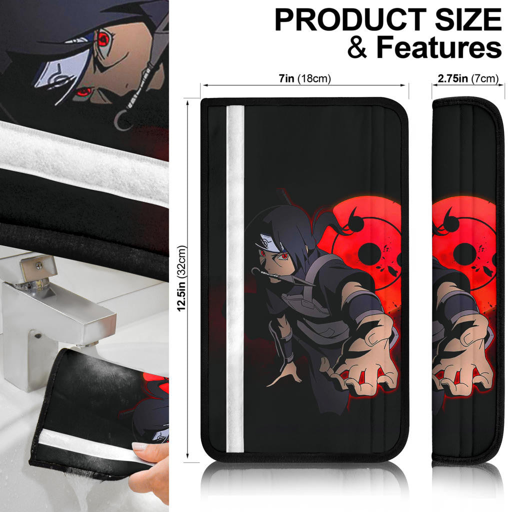 Naruto Anime Itachi Uchiha With Kunai Akatsuki Members Silhouette Seat Belt Covers