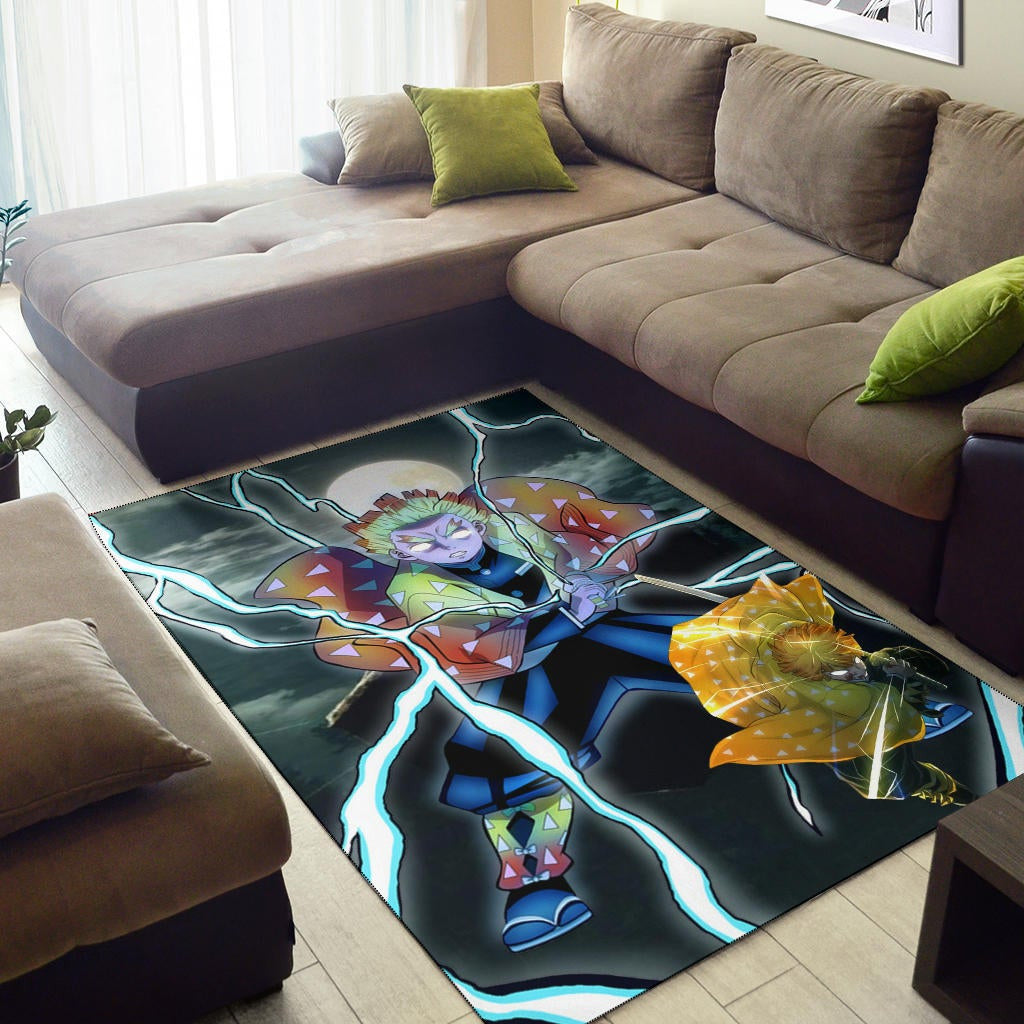 Demon Slayer Anime Zenitsu Lightning Breath Power Eye Area Rug Home Decor