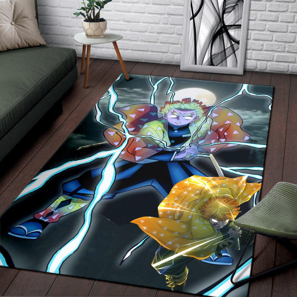 Demon Slayer Anime Zenitsu Lightning Breath Power Eye Area Rug Home Decor