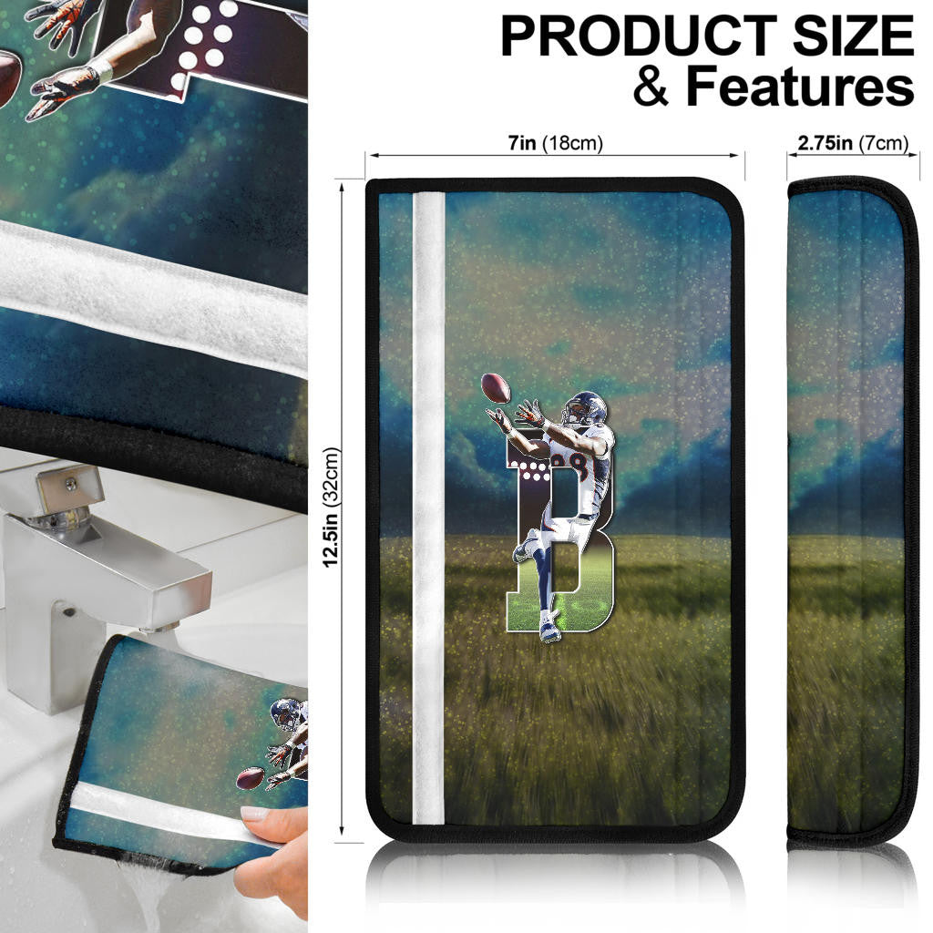 Denver American Football Broncos Football Demaryius Thomas 88 Catching Rugby Ball Seat Belt Covers