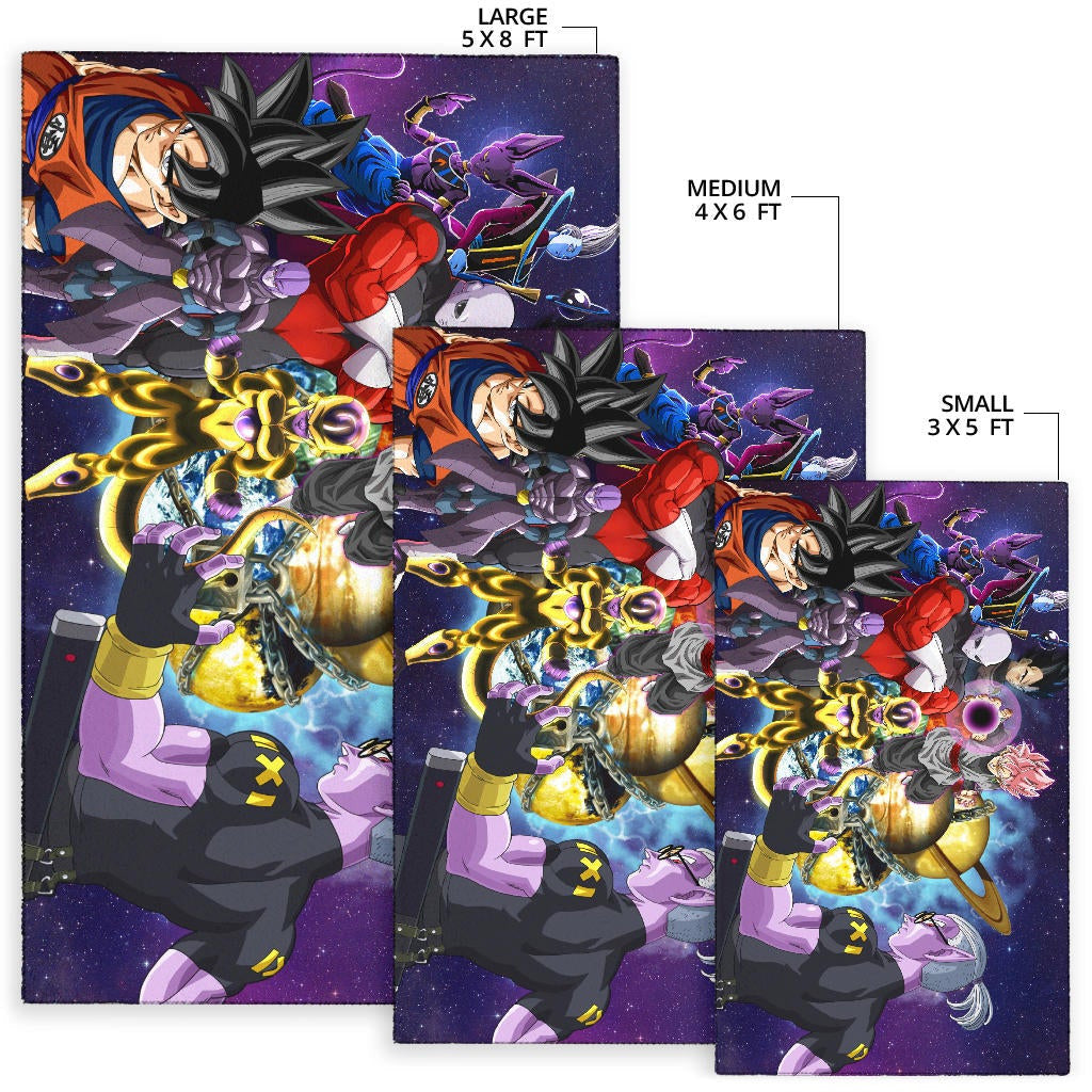 Dragon Ball Anime DB Goku Vs Villains Purple Galaxy Area Rug Home Decor