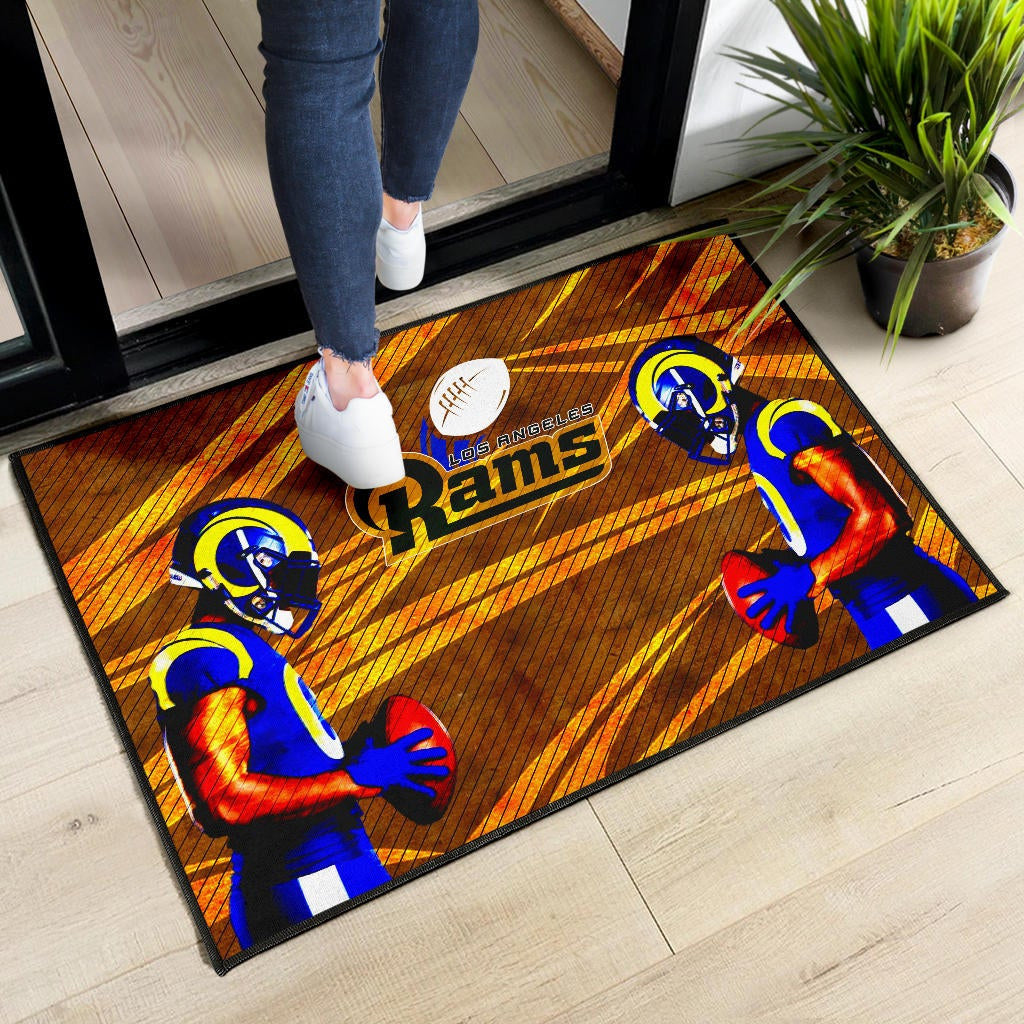 Los Angeles Rams American Football Cool Jalen Ramsey 20 With Rugby Ball Door Mat Home Decor