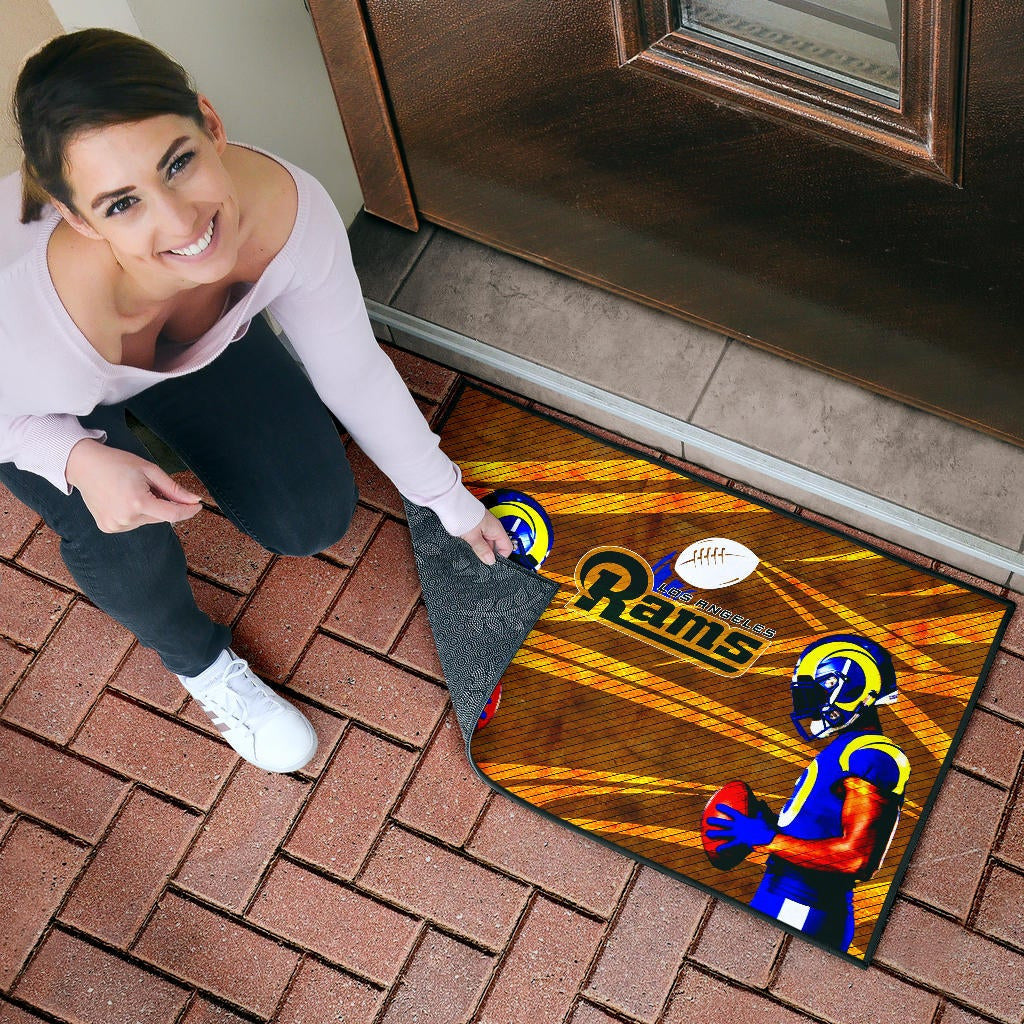 Los Angeles Rams American Football Cool Jalen Ramsey 20 With Rugby Ball Door Mat Home Decor