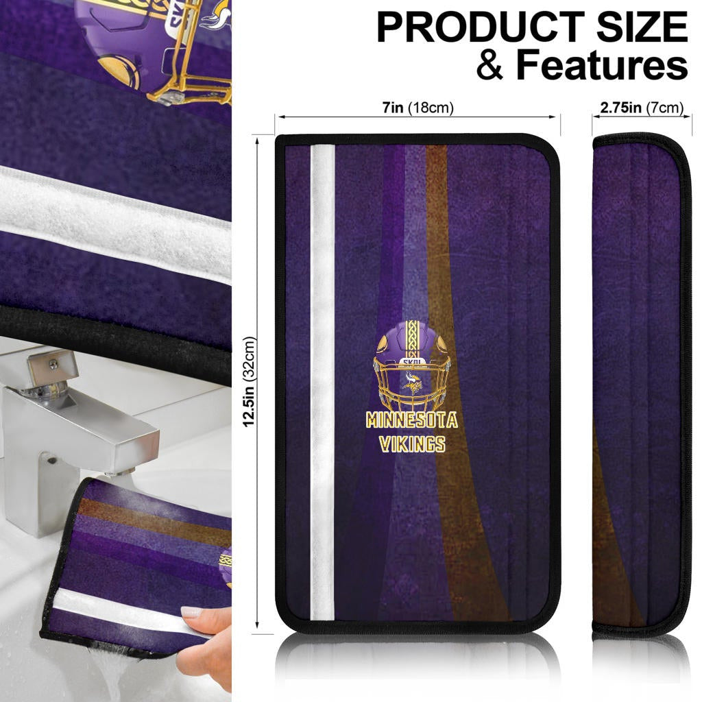 Minnesota Vikings American Football Team Cool Purple Helmet Pink Neon Line Seat Belt Covers