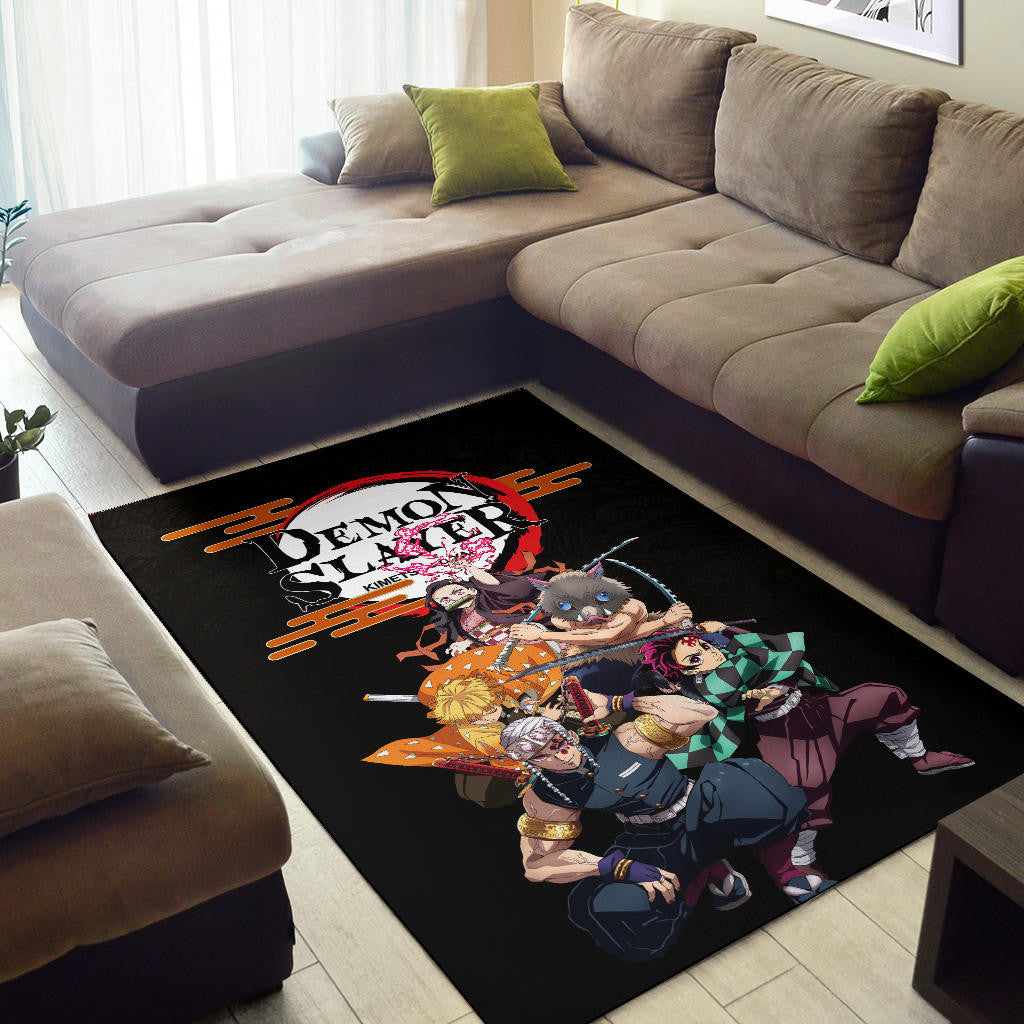 Demon Slayer Anime Kimetsu no Yaiba Poster Black Area Rug Home Decor