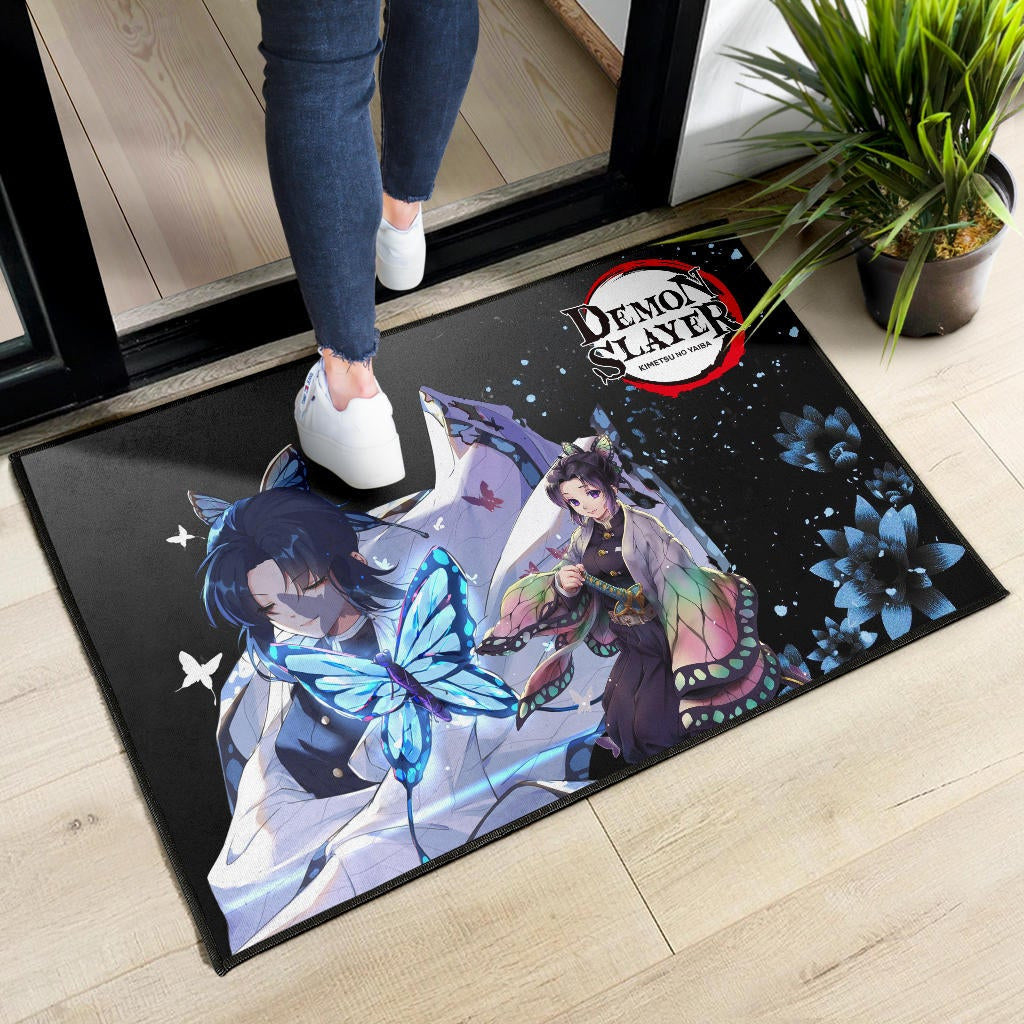 Demon Slayer Anime Pretty Shinobu With Butterflies Cherry Blossom Door Mat Home Decor