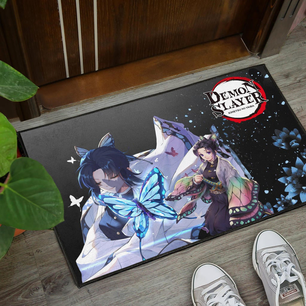 Demon Slayer Anime Pretty Shinobu With Butterflies Cherry Blossom Door Mat Home Decor