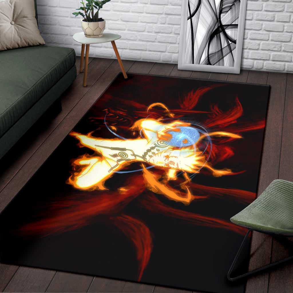 Naruto Anime Naruto Bijuu Mode Power Sharingan Area Rug Home Decor