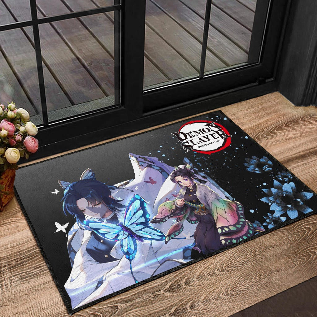 Demon Slayer Anime Pretty Shinobu With Butterflies Cherry Blossom Door Mat Home Decor