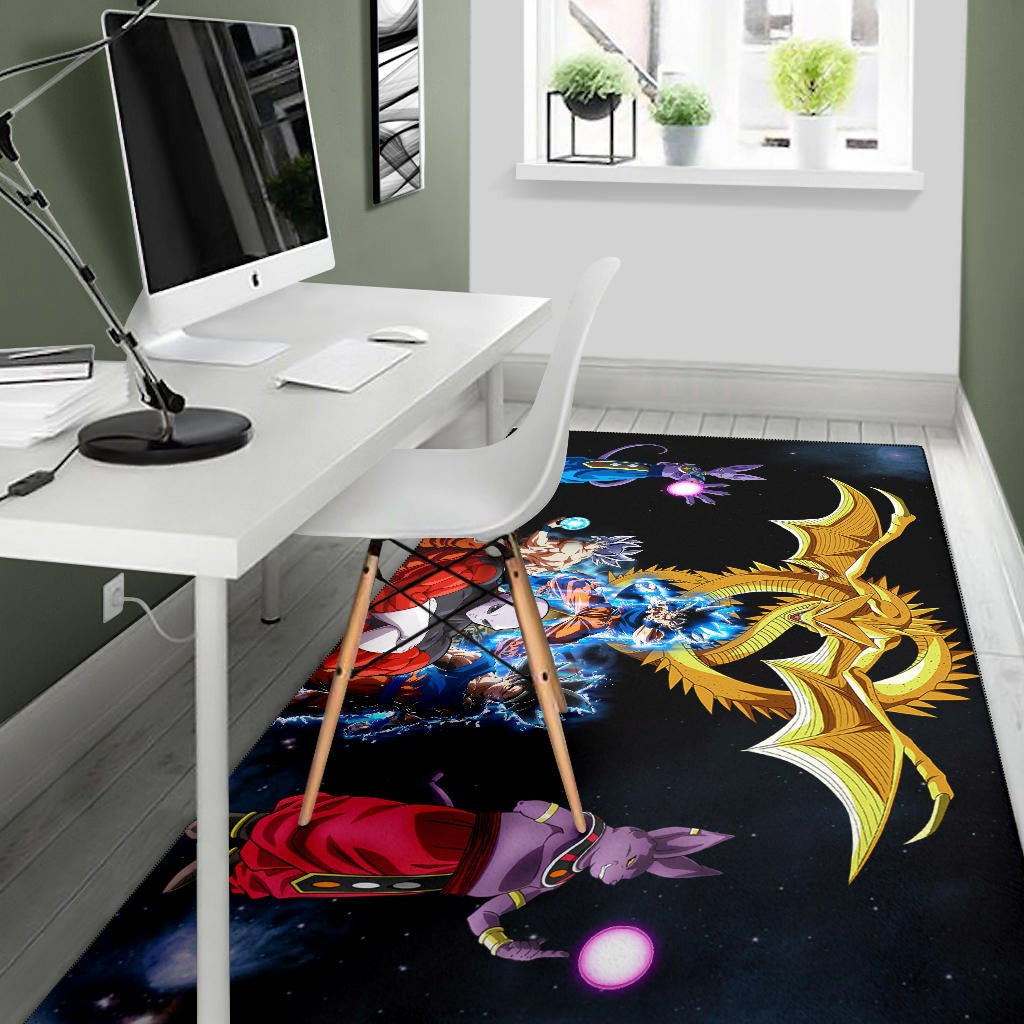 Dragon Ball Anime DB Goku Vs Villains Golden Shenron Dragon Area Rug Home Decor