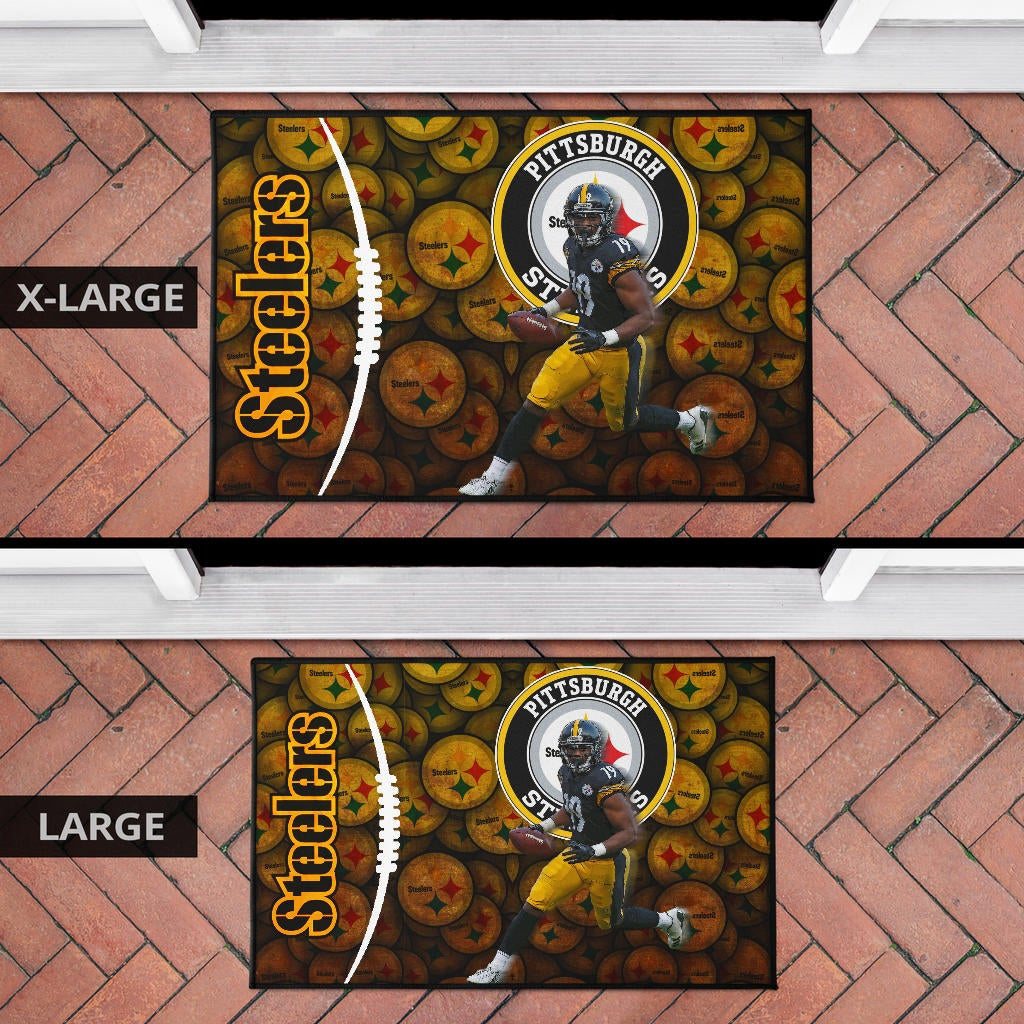 Pittsburgh Steelers American Football JuJu Smith-Schuster 19 Steelers Doodle Door Mat Home Decor