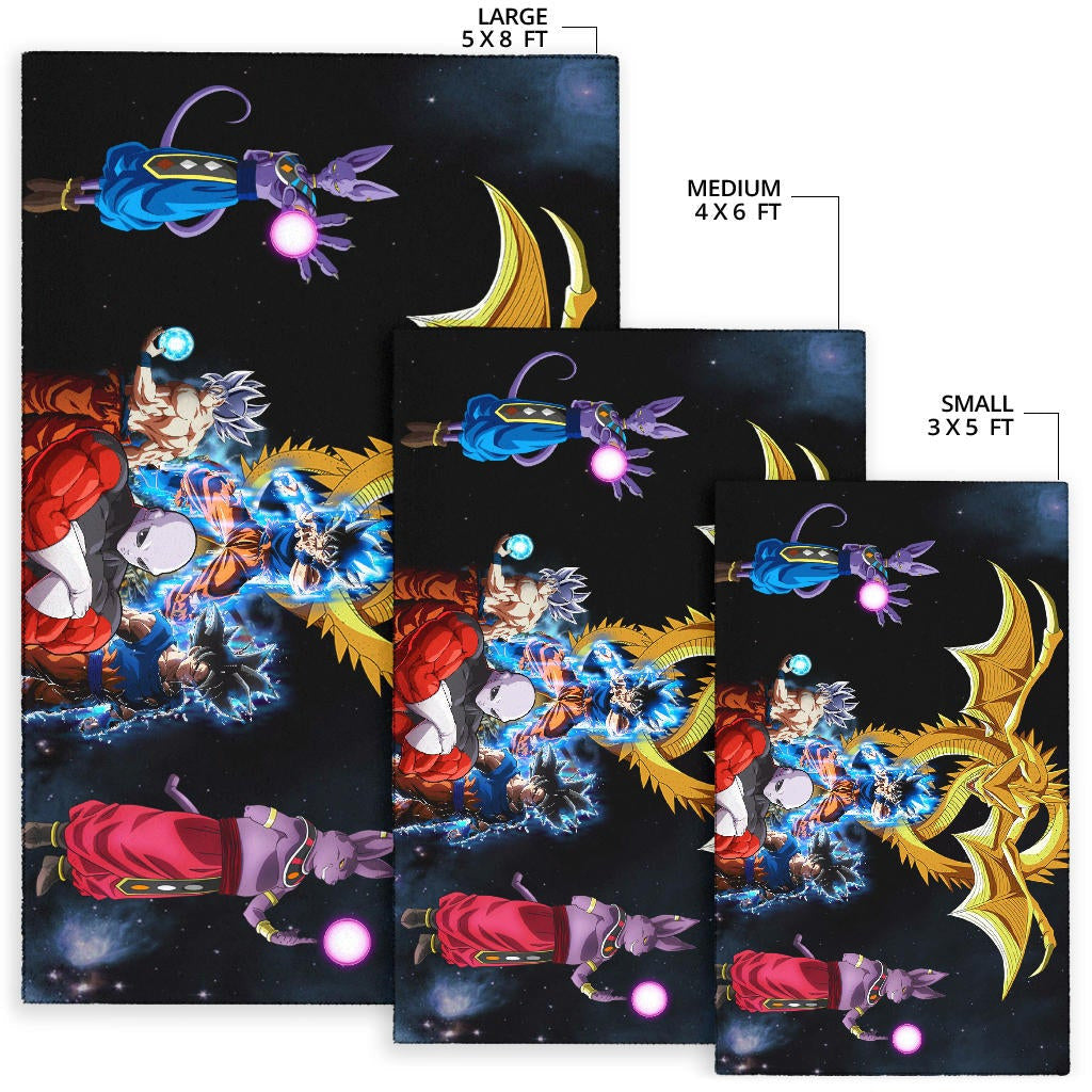 Dragon Ball Anime DB Goku Vs Villains Golden Shenron Dragon Area Rug Home Decor