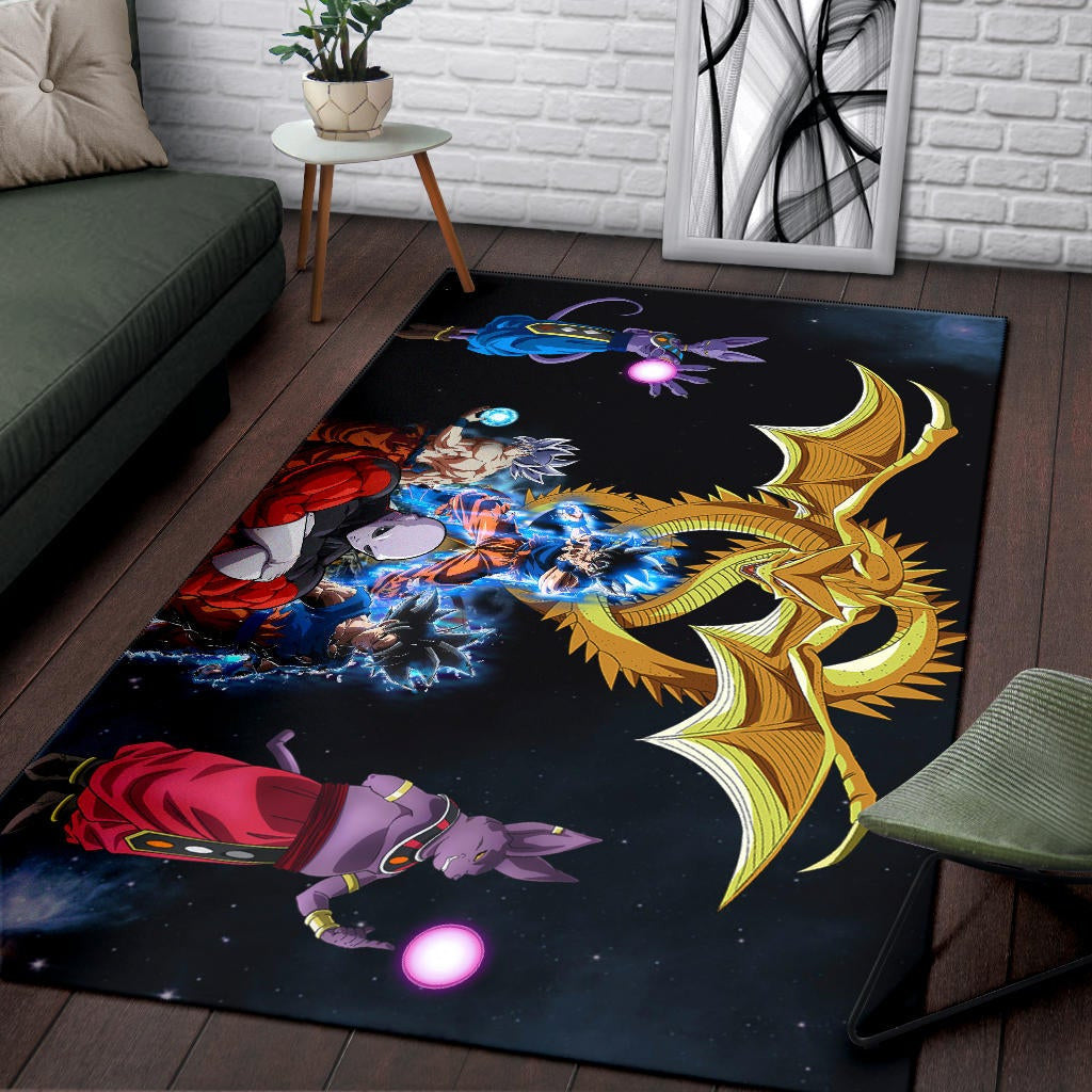 Dragon Ball Anime DB Goku Vs Villains Golden Shenron Dragon Area Rug Home Decor