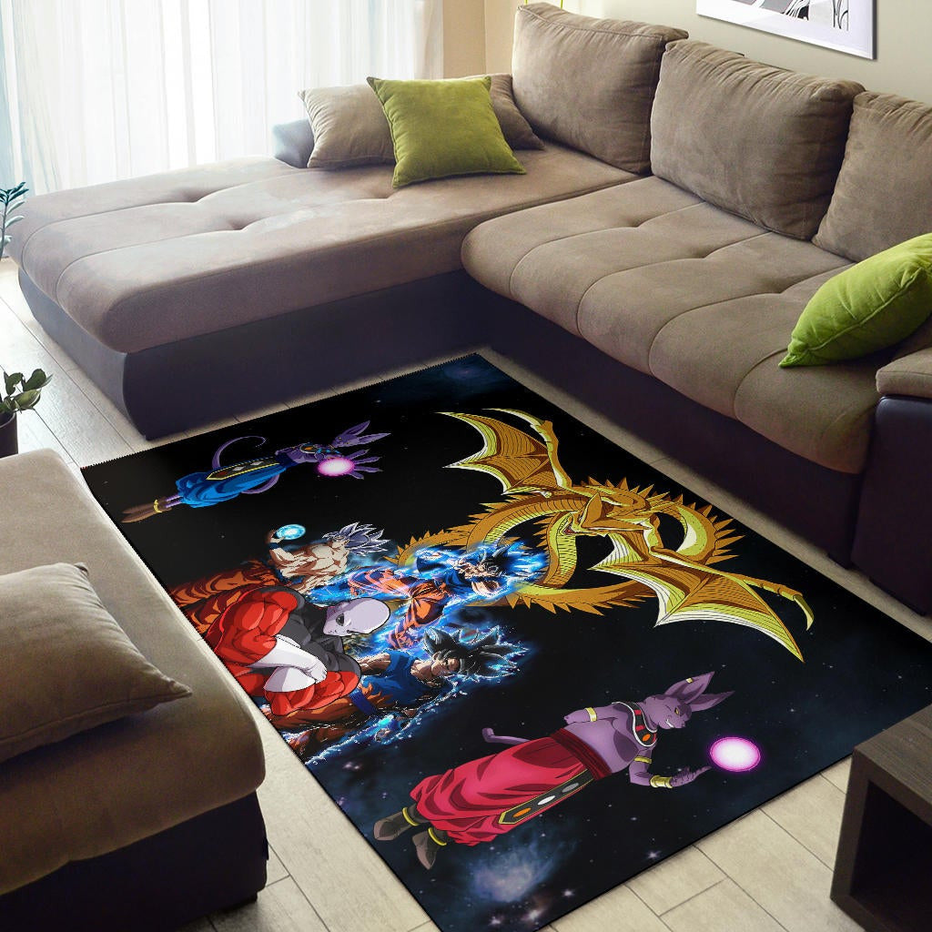 Dragon Ball Anime DB Goku Vs Villains Golden Shenron Dragon Area Rug Home Decor