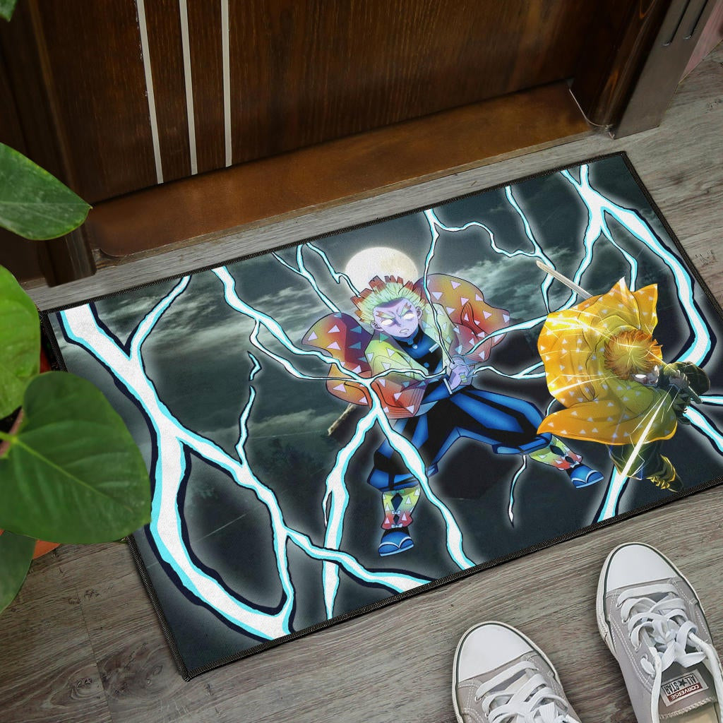 Demon Slayer Anime Zenitsu Lightning Breath Power Eye Door Mat Home Decor