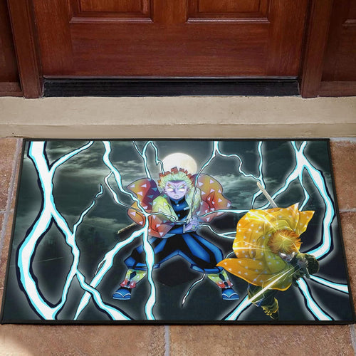Demon Slayer Anime Zenitsu Lightning Breath Power Eye Door Mat Home Decor