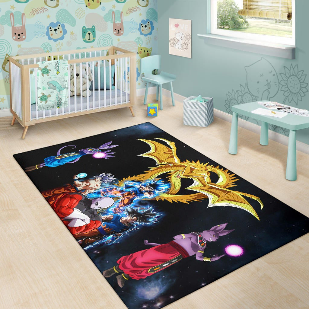 Dragon Ball Anime DB Goku Vs Villains Golden Shenron Dragon Area Rug Home Decor