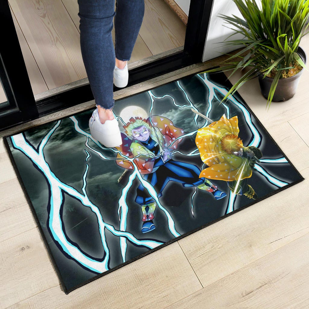 Demon Slayer Anime Zenitsu Lightning Breath Power Eye Door Mat Home Decor