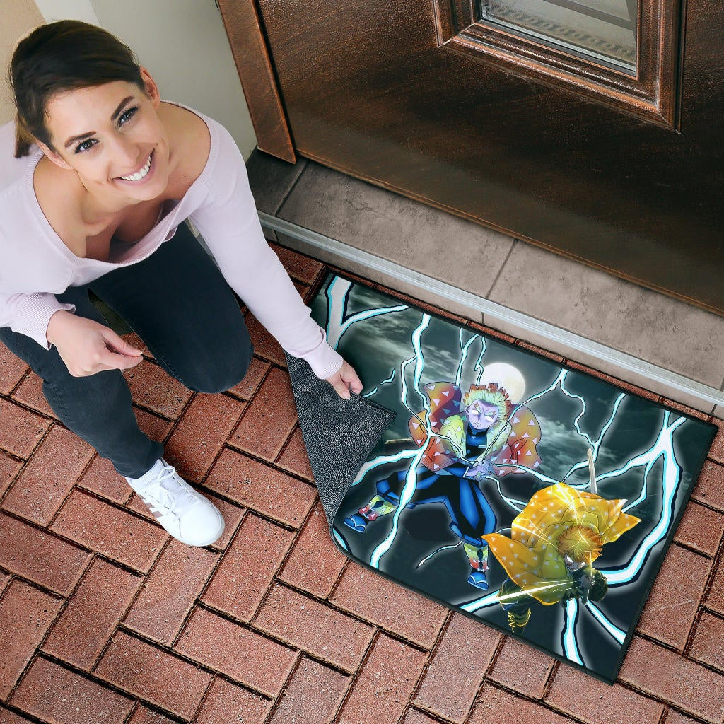 Demon Slayer Anime Zenitsu Lightning Breath Power Eye Door Mat Home Decor