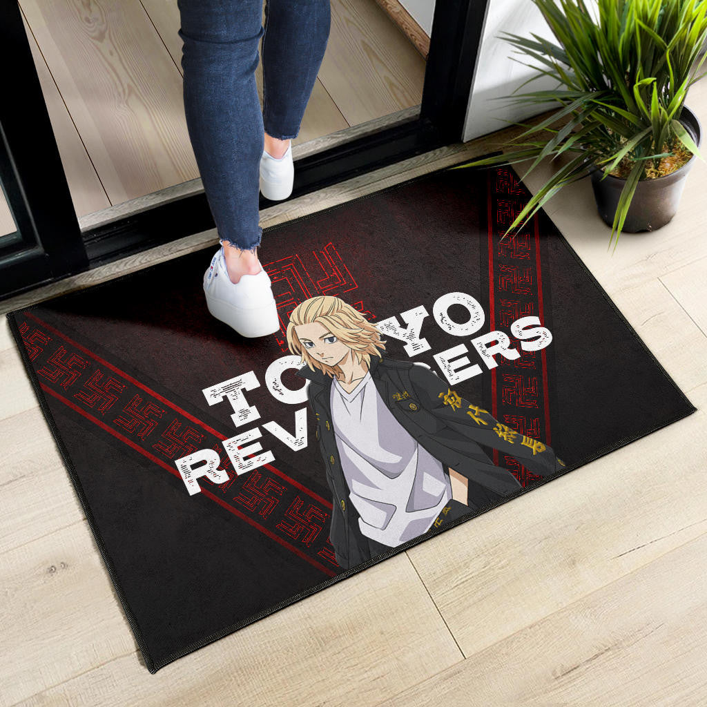 Tokyo Revengers Anime Cool Mikey Gang Red Pattern Theme Door Mat Home Decor