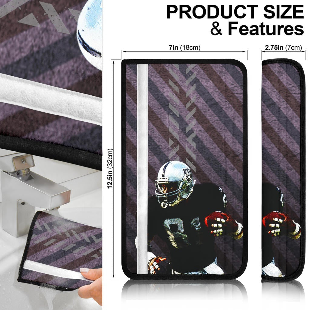 Las Vegas Raiders American Football Team Jerry Porter With Flying Rugby Ball Seriously Seat Belt Covers