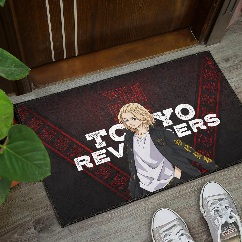 Tokyo Revengers Anime Cool Mikey Gang Red Pattern Theme Door Mat Home Decor