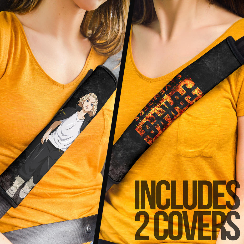 Tokyo Revengers Anime Cool Mikey Walking Golden Text Seat Belt Covers