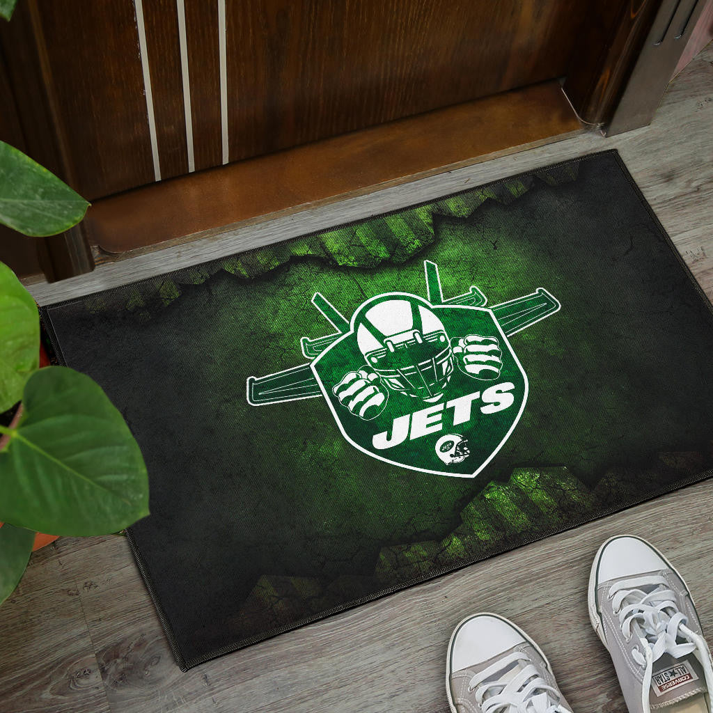New York American Football Jets Football Jets Player Silhouette Dark Green Door Mat Home Decor