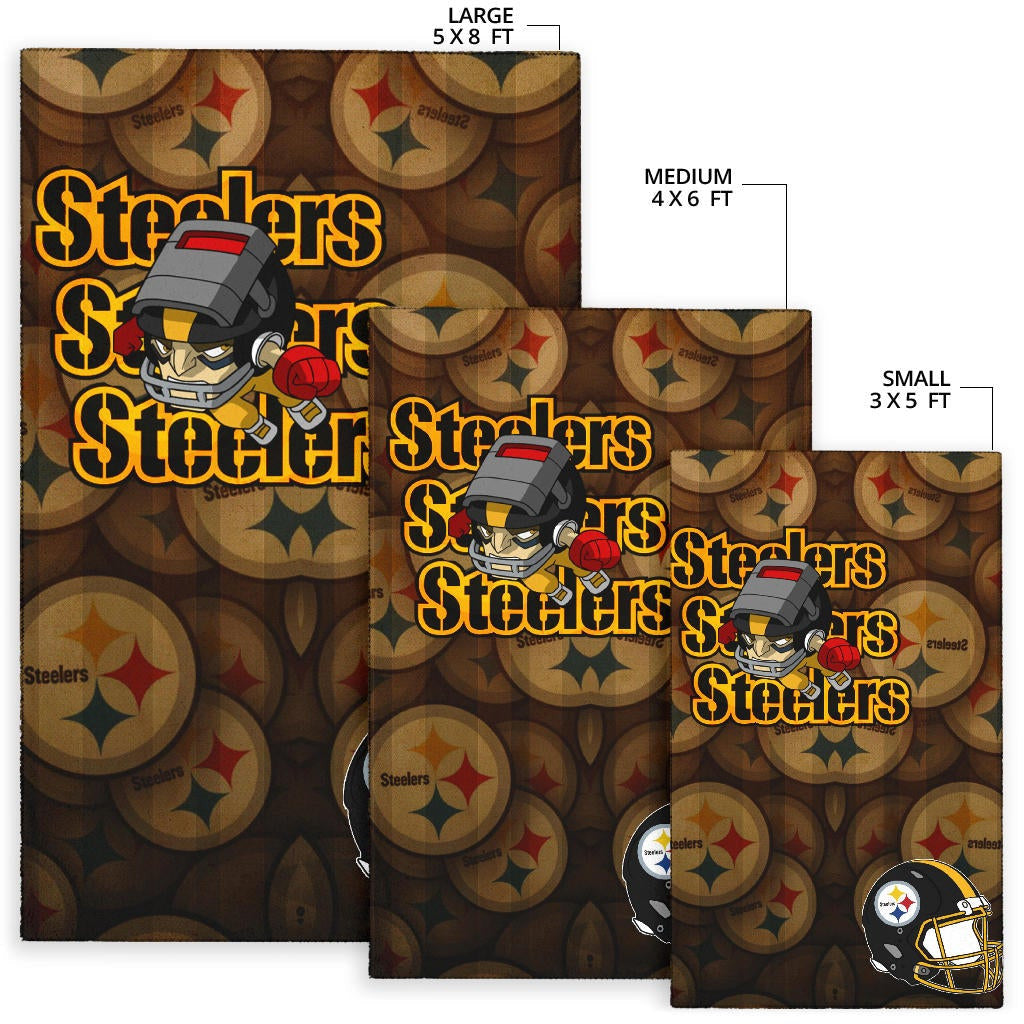 Pittsburgh Steelers American Football Team Angry Rusher Flying Steelers Helmet Area Rug Home Decor