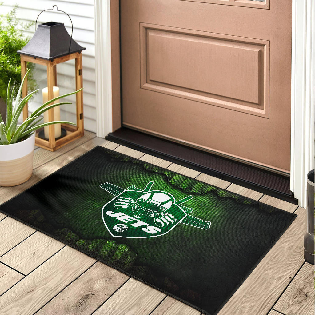 New York American Football Jets Football Jets Player Silhouette Dark Green Door Mat Home Decor