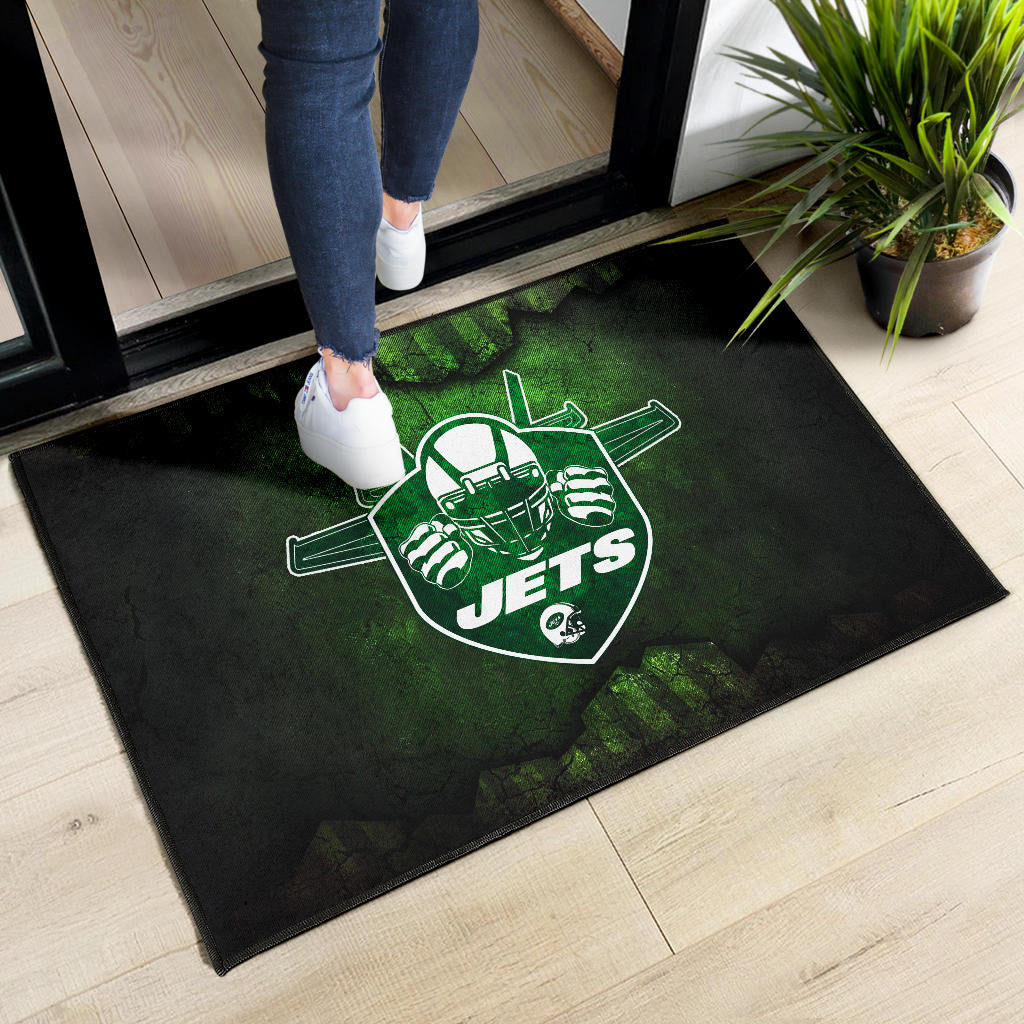 New York American Football Jets Football Jets Player Silhouette Dark Green Door Mat Home Decor