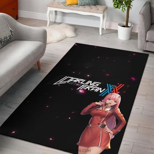 Darling In The Franxx Anime Sexy Zero Two Eating Candy Cherry Blossom Area Rug Home Decor