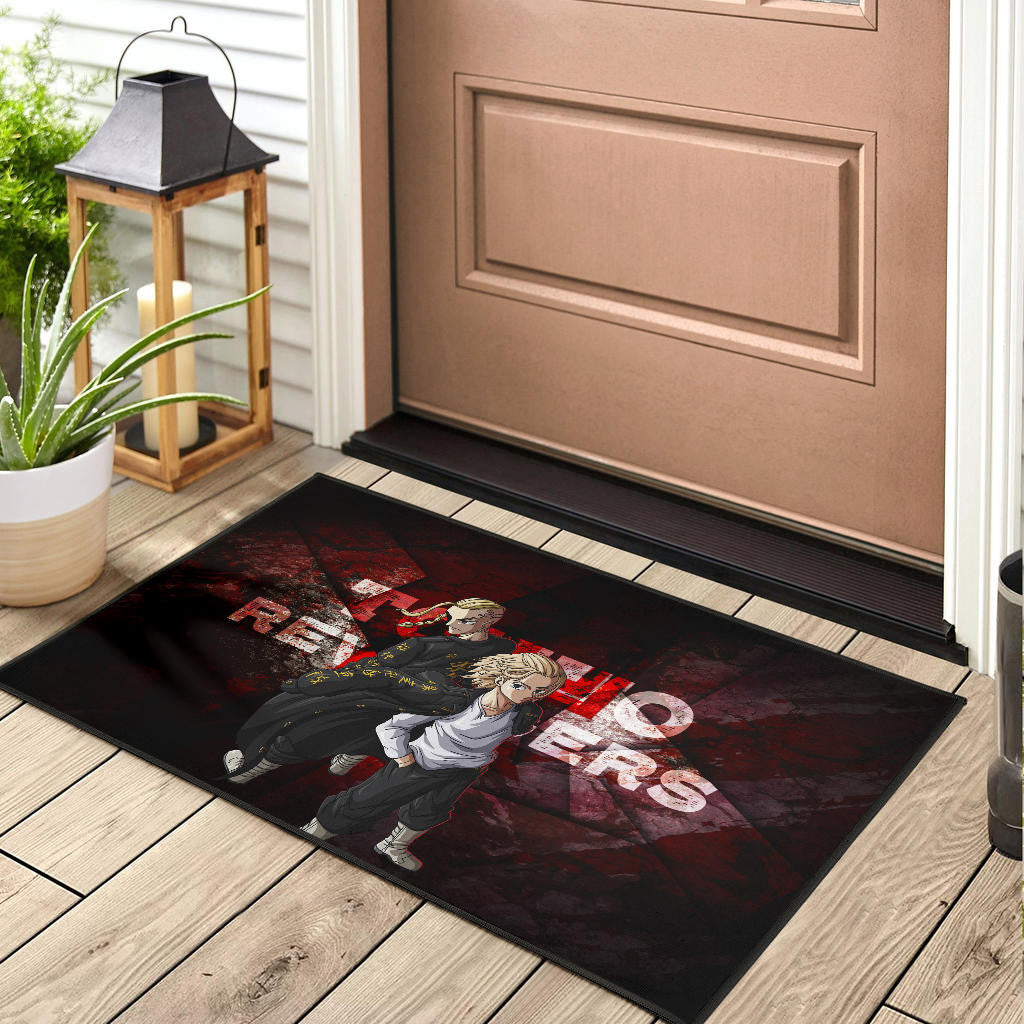 Tokyo Revengers Anime Mikey And Draken Together Red Theme Door Mat Home Decor