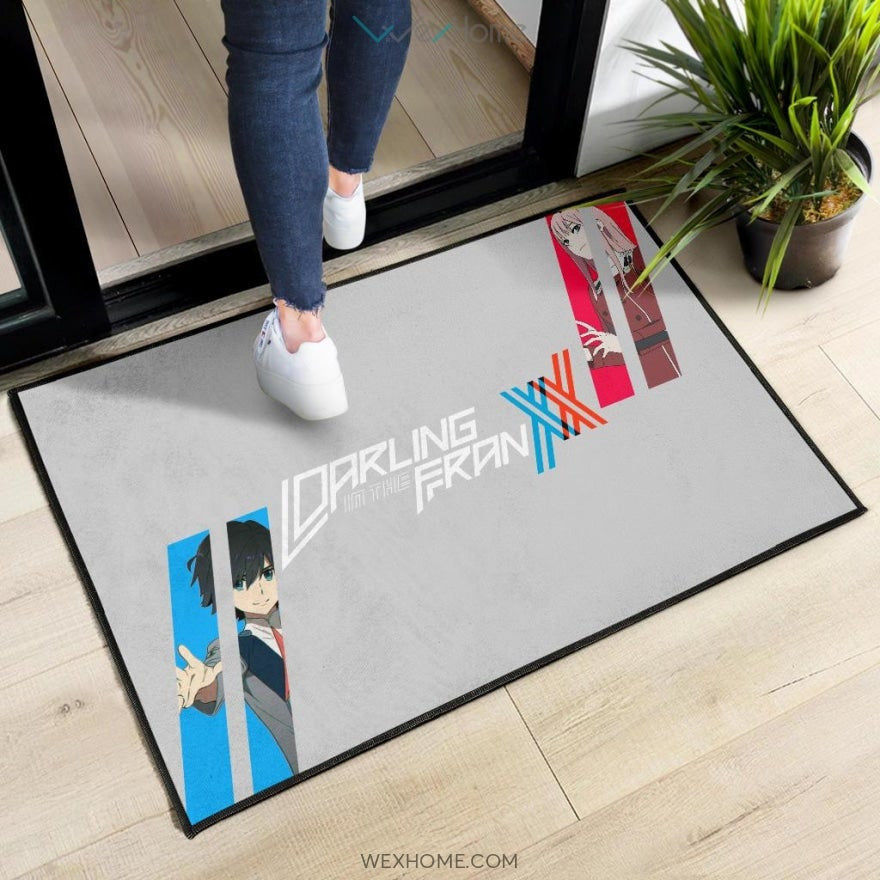 Darling In The Franxx Anime Red Zero Two With Blue Hiro Portraits Door Mat Hom Decor