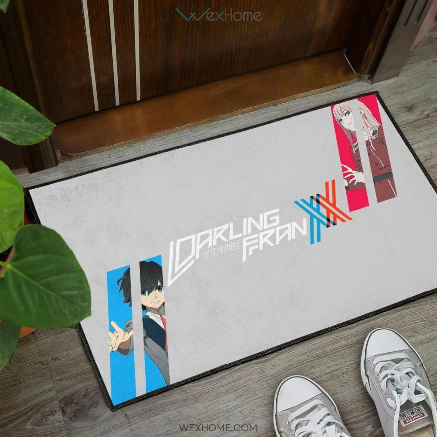 Darling In The Franxx Anime Red Zero Two With Blue Hiro Portraits Door Mat Hom Decor