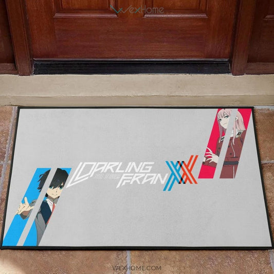 Darling In The Franxx Anime Red Zero Two With Blue Hiro Portraits Door Mat Hom Decor