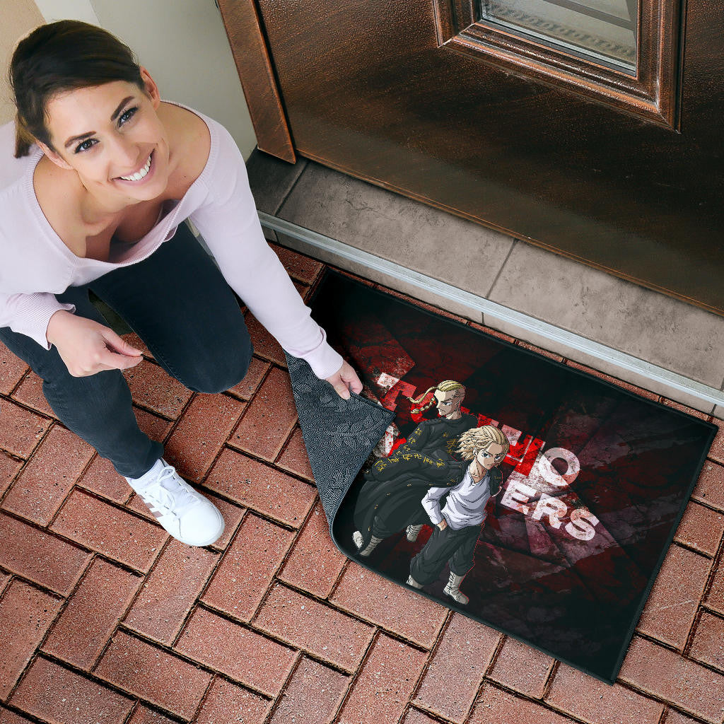 Tokyo Revengers Anime Mikey And Draken Together Red Theme Door Mat Home Decor