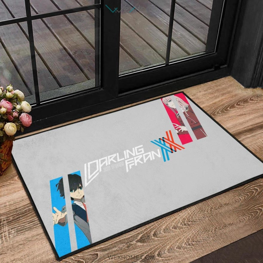 Darling In The Franxx Anime Red Zero Two With Blue Hiro Portraits Door Mat Hom Decor