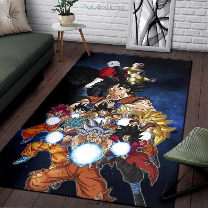 Dragon Ball Anime DB Goku All Forms Vs Golden Frieza And Jiren Area Rug Home Decor