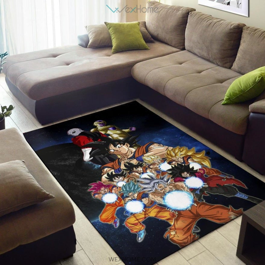 Dragon Ball Anime DB Goku All Forms Vs Golden Frieza And Jiren Area Rug Home Decor