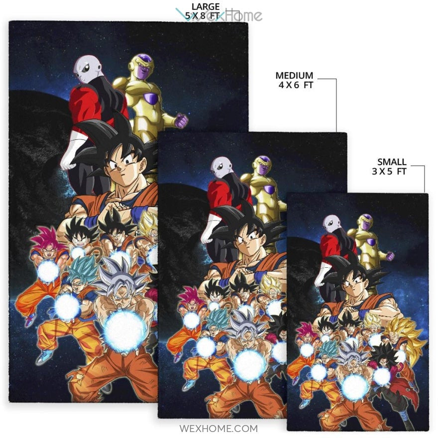 Dragon Ball Anime DB Goku All Forms Vs Golden Frieza And Jiren Area Rug Home Decor