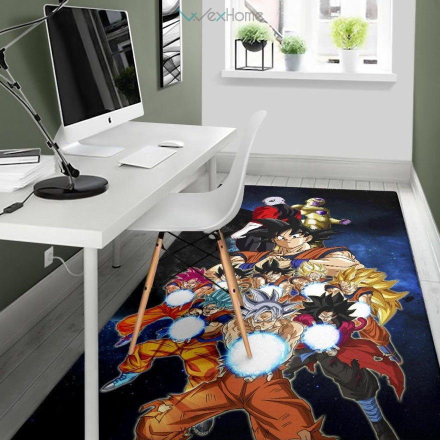 Dragon Ball Anime DB Goku All Forms Vs Golden Frieza And Jiren Area Rug Home Decor